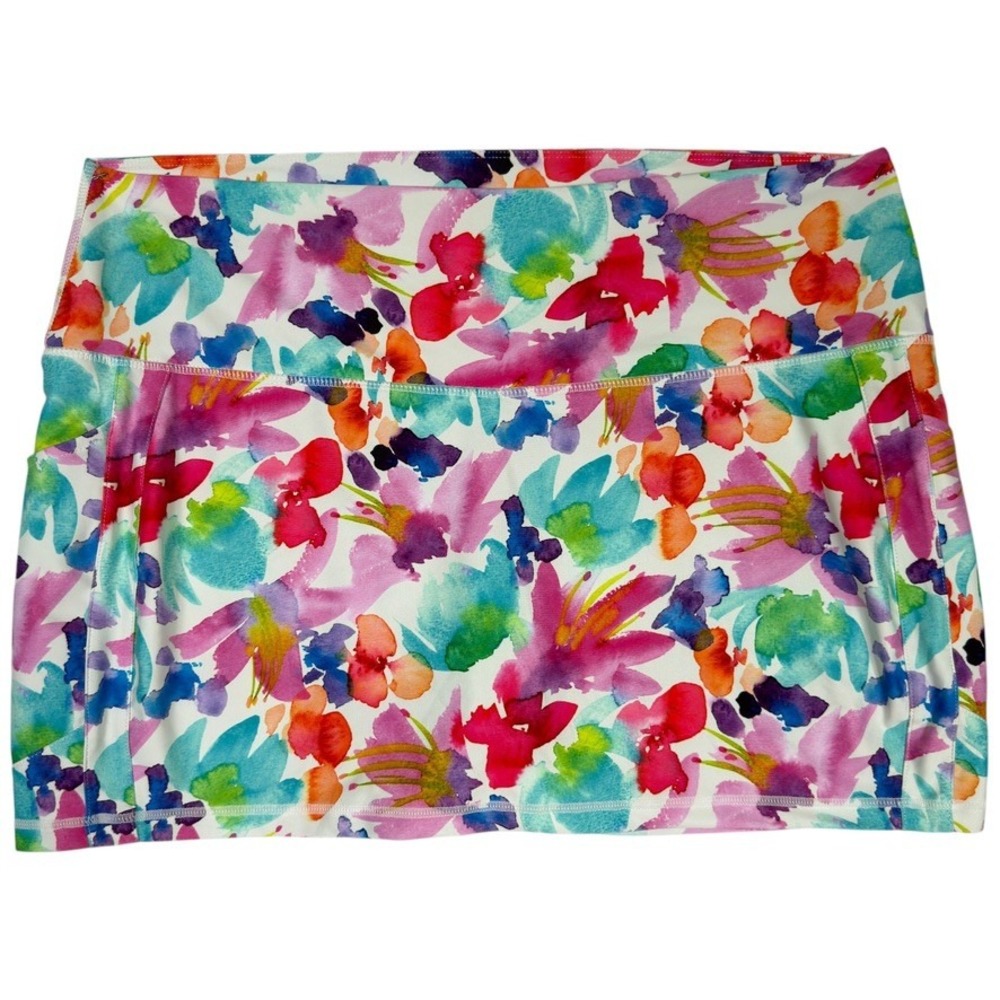SKEA Athletic Skirt Watercolor Floral Stretch Performance Women's Large